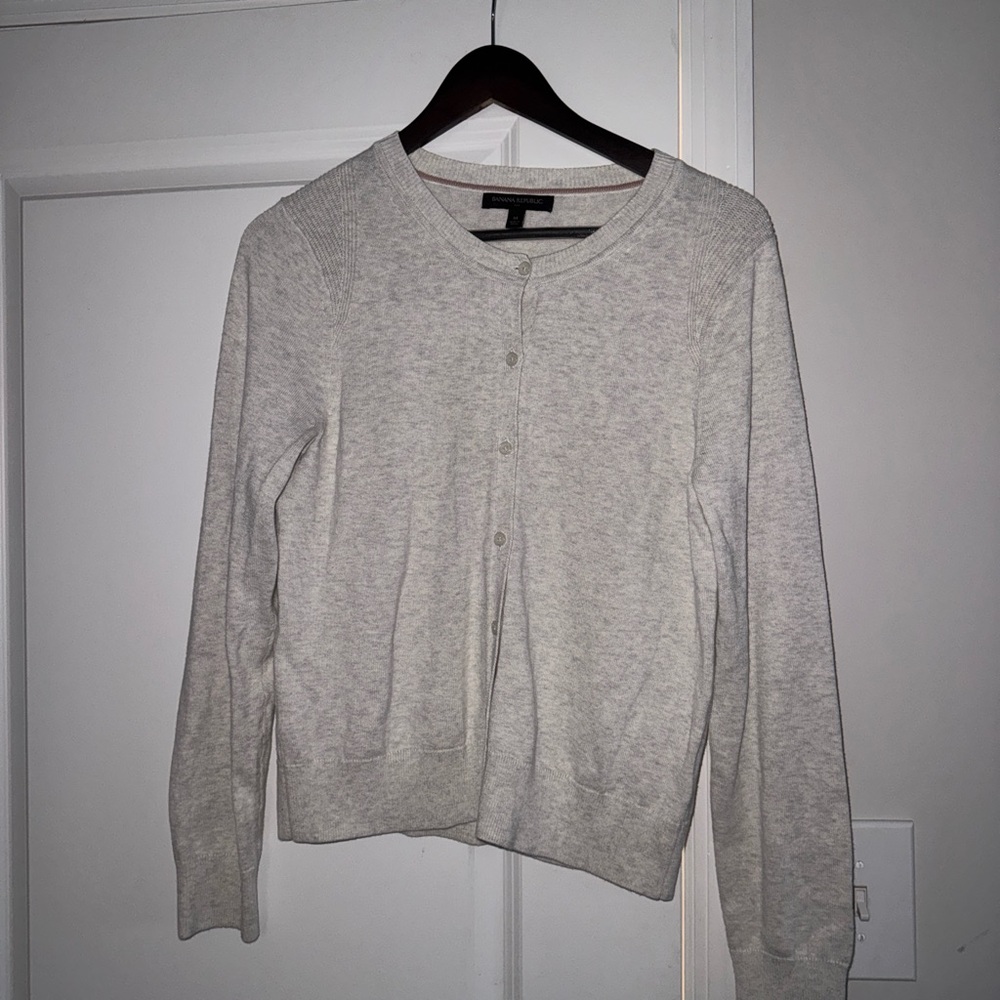 Gray Button-Up Banana Republic Cardigan